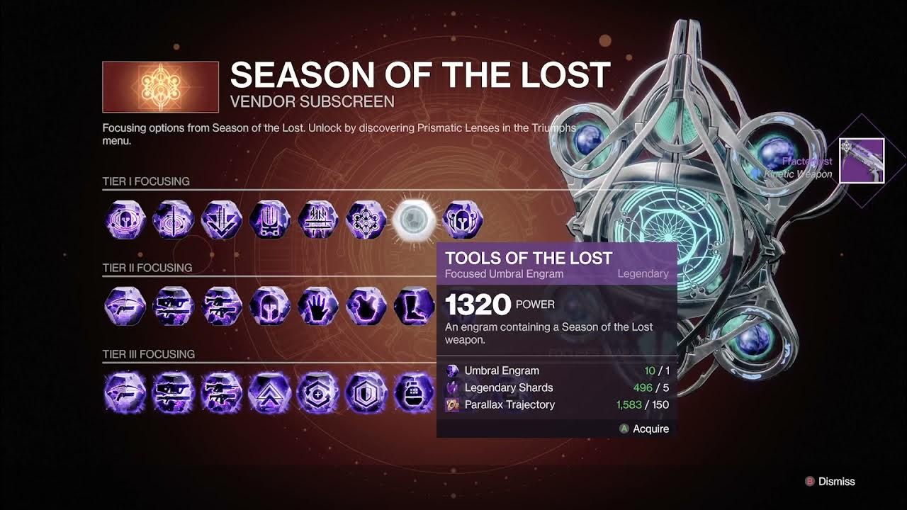 Umbral Engram Farm Season Of The Lost Season Of The Lost, Tools Of The Lost, Umbral Engrams, Destiny 2, Helm
