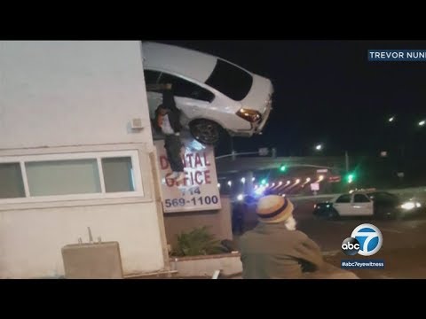 Video: Car Flies And Crashes Into Building, California