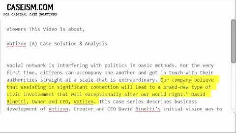 Votizen (A)  Case Solution & Analysis- Caseism.com