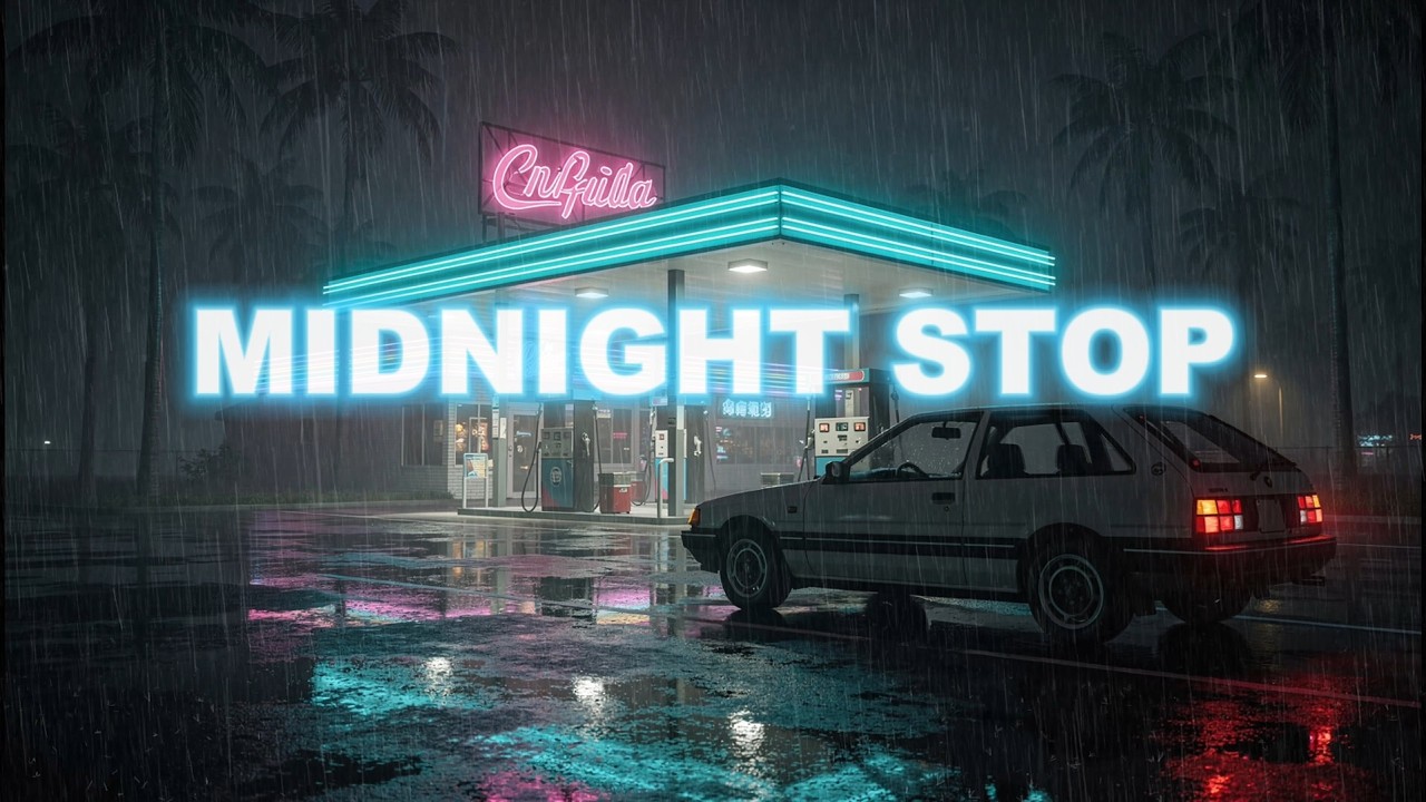Rainy Gas Station Night — Retro Synthwave & Dreamwave Escape