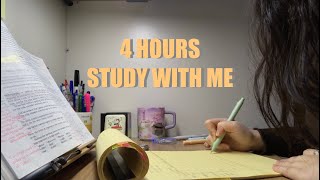 4 HOUR STUDY WITH ME 📚| real time, note-taking sound, no music, no break