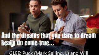Glee-Over the Rainbow-Mr. Schu and Puck Lyrics on screen chords