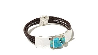 Jay King Turquoise and Hammered Silver Leather Bracelet