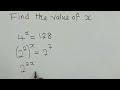 Find the value of x. (4^x=128)