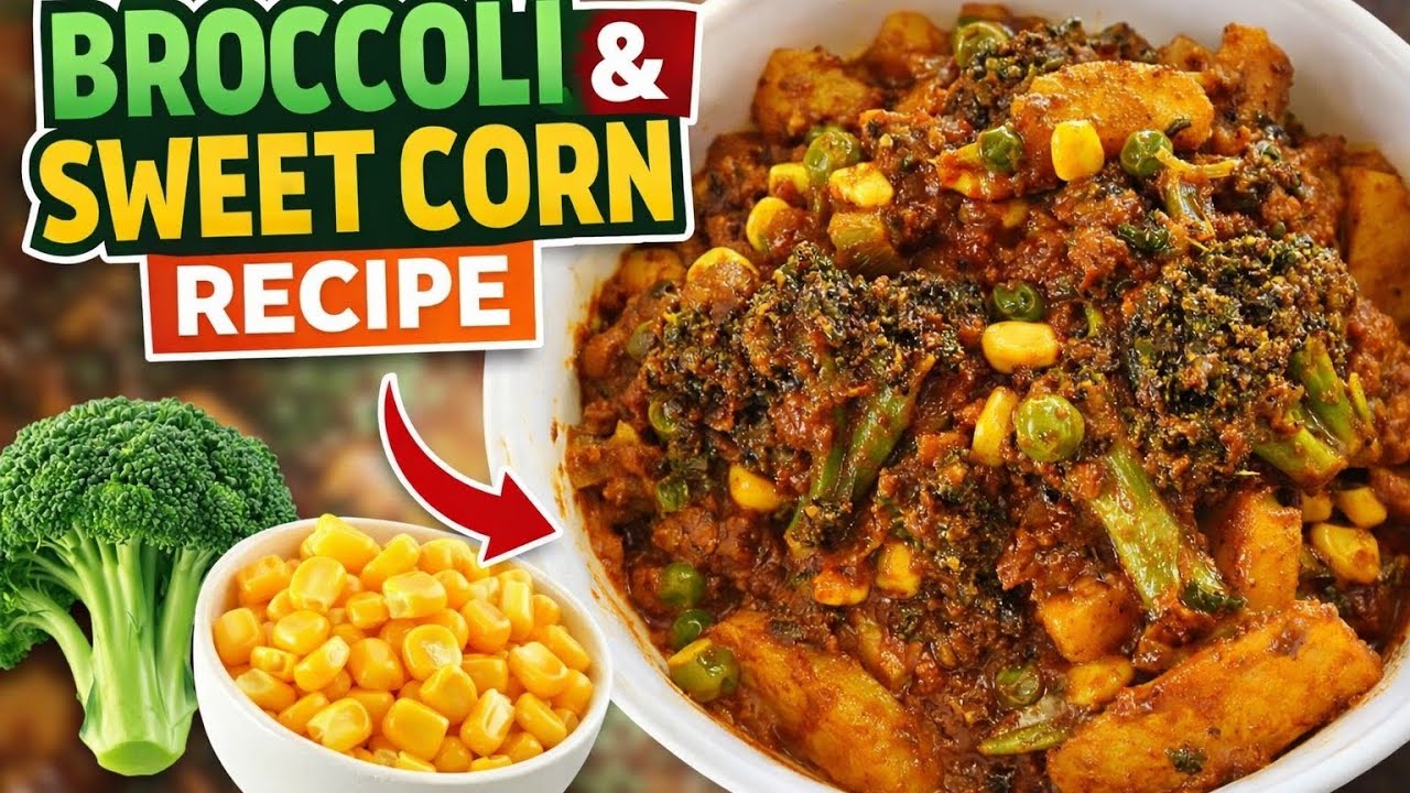 Broccoli and sweet corn ki recipe... Aalu matar mix