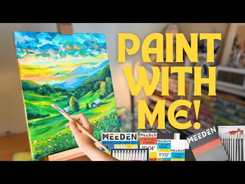 First time painting on a canvas with MEEDEN Acrylic Set | Unboxing video | Painting Process