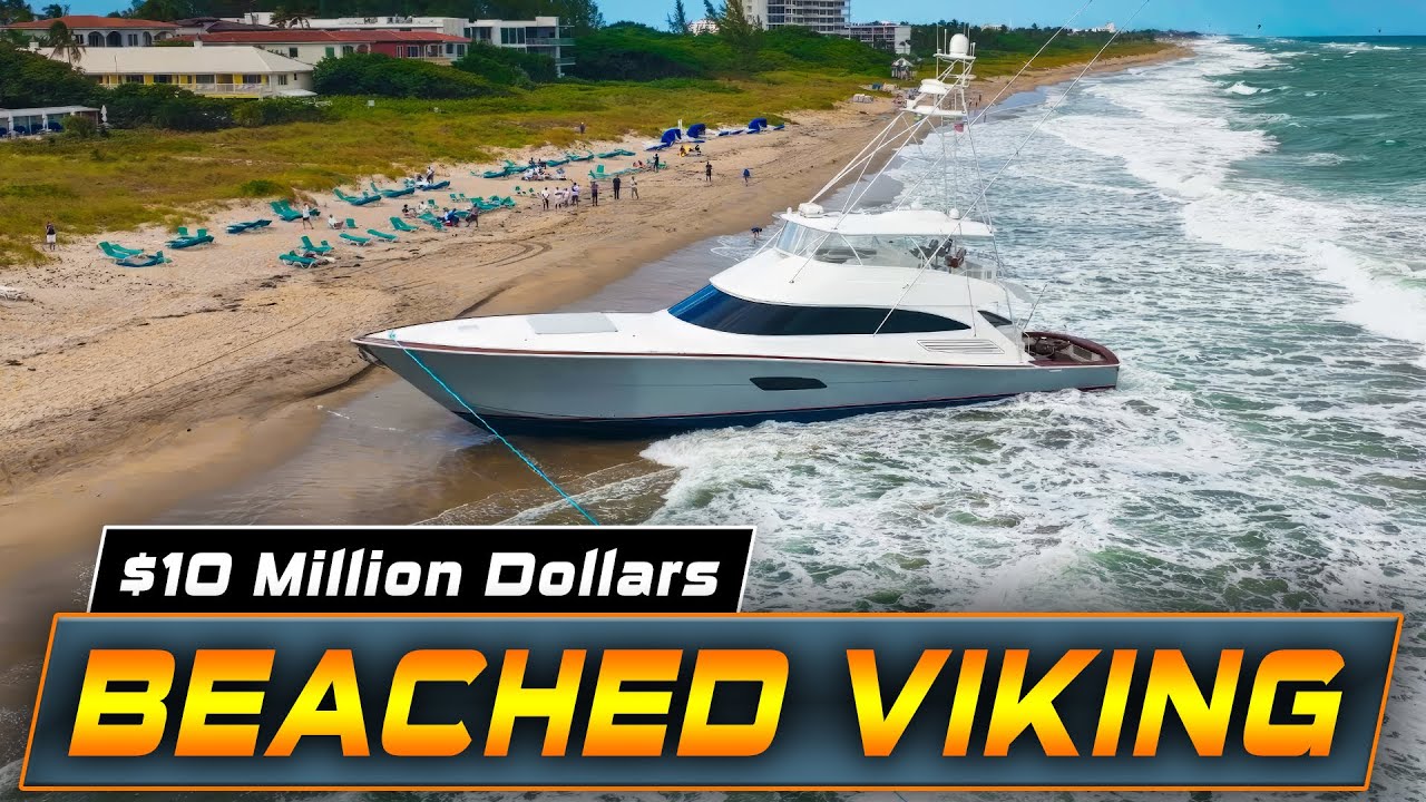 viking yacht beached