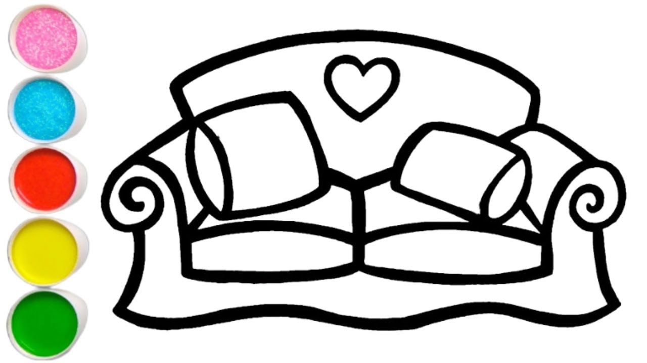 Sofa Drawing, Painting & Coloring for Kids and Toddlers | Draw Sofa 