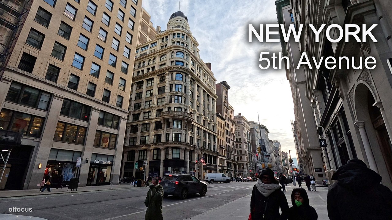 Freezing Winter NYC Walk ❄️ 5th Avenue from Empire State → 8th & Broadway | 4K 60fps