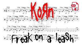 Korn - Freak On A Leash (🔴Drum Notation | PDF) @chamisdrums