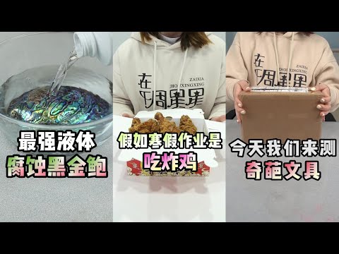 【在下周星星】挑战！连续砸100个金猪，奇葩文具大测评！假如寒假作业是吃炸鸡？