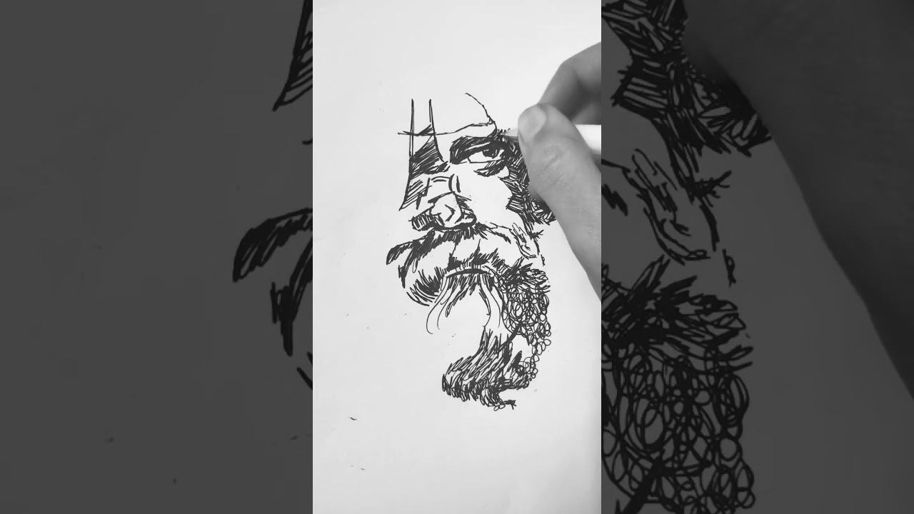 Black pen drawing of a man I hope you like it 💞🤩