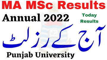 MA MSc Annual 2022 Results Punjab University Today Result