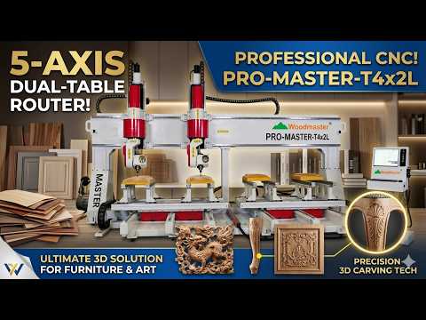 Woodmaster PRO-MASTER-T4x2L | High-Speed 5-Axis CNC Router with Dual Worktables #cnc #woodworking