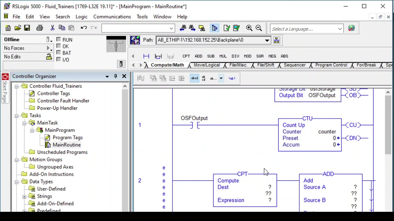 RSLogix 5000 Oneshot and Math YouTube