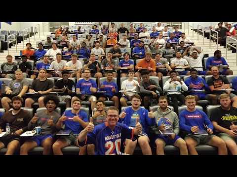 Motivational Speaker Doug Dvorak Presents to BSU Football Team the Boise Broncos. Time is Perishable