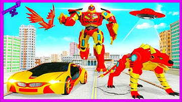 Wild Wolf Transforming Eagle Flying Car Robot game Android gameplay