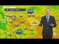Breezy and warmer with a few showers/storms on Thursday