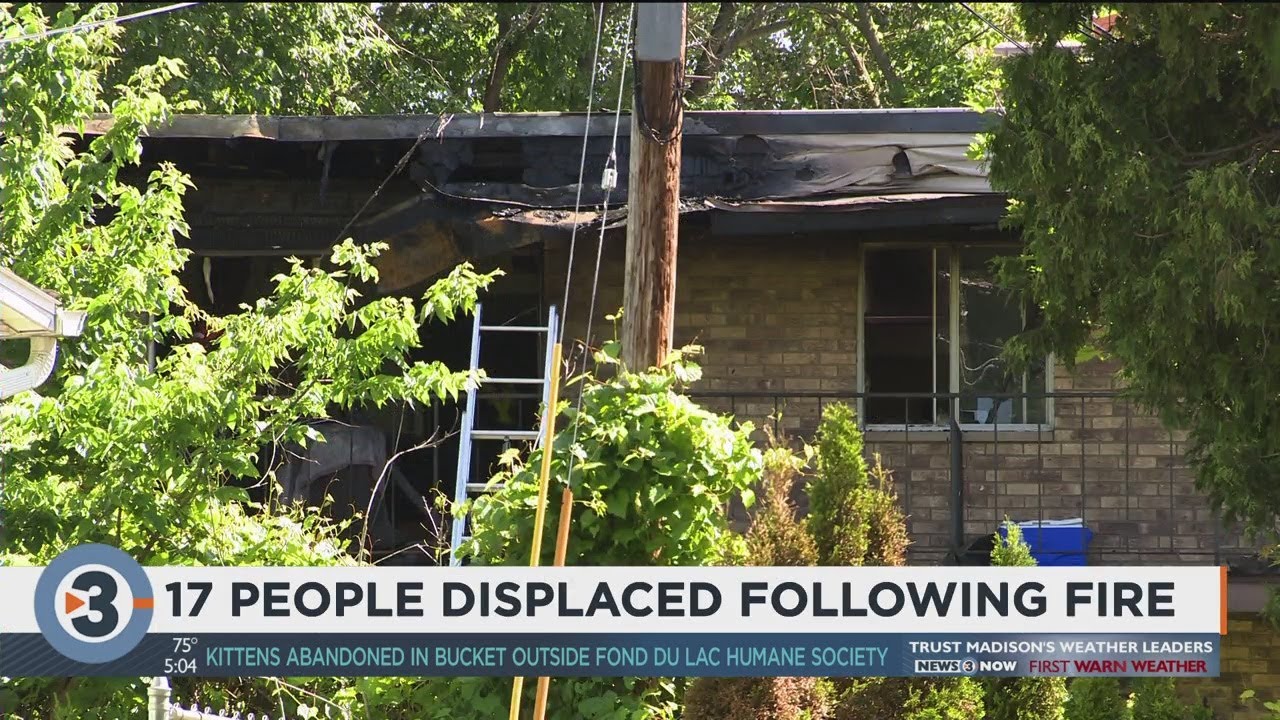 17 displaced by fire in apartment building fire, firefighters say - YouTube