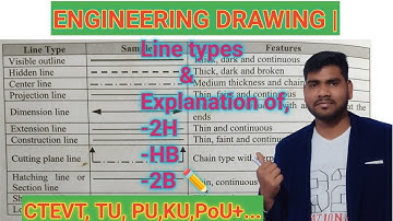 LINE TYPES #DIFFERENT TYPES OF LINES USED IN ENGINEERING DRAWING#EXPLANATION OF 2H, HB & 2B PENCILS