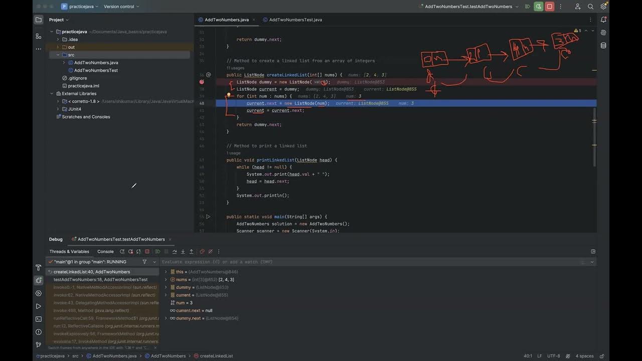 Leetcode Add two numbers problem: Learn creating linked list & Test ...