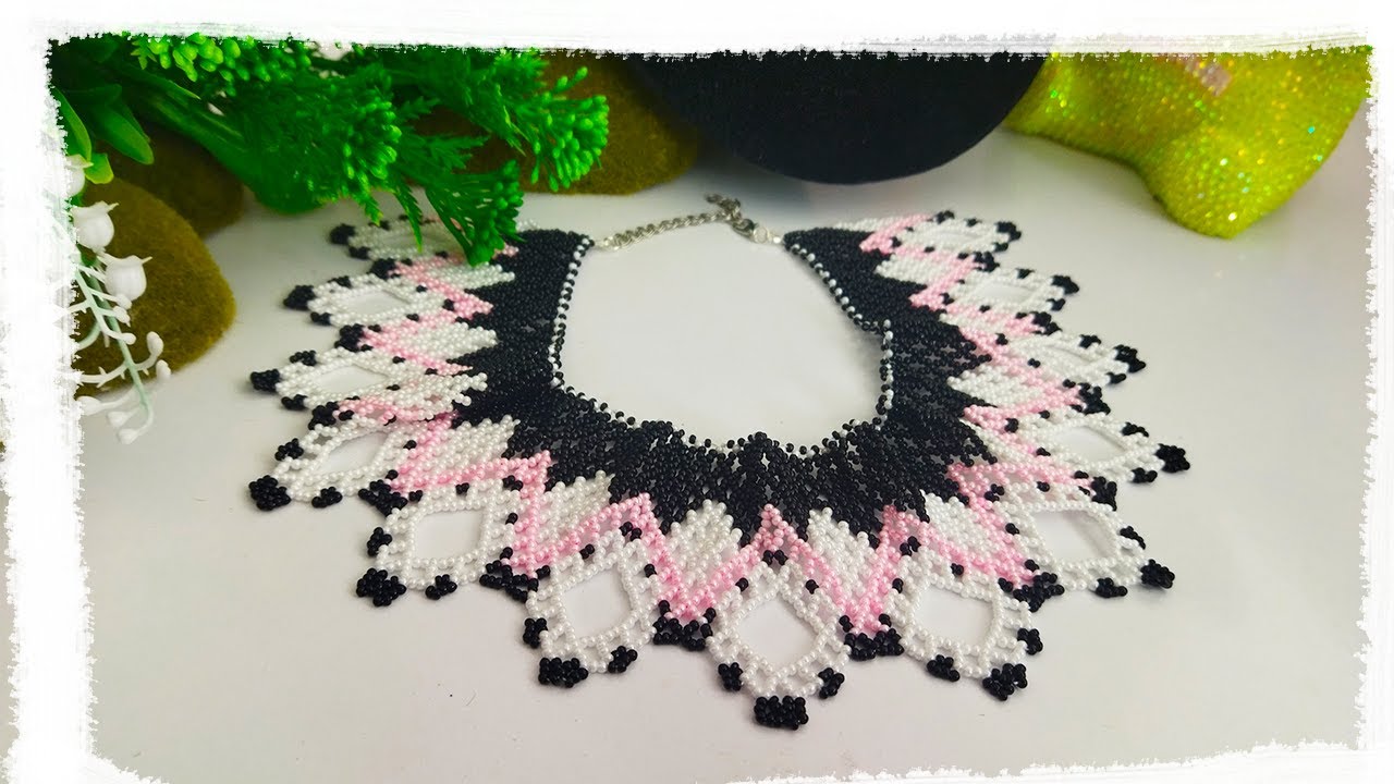 DIY ШИРОКОЕ КОЛЬЕ ИЗ БИСЕРА. БИСЕРОПЛЕТЕНИЕ