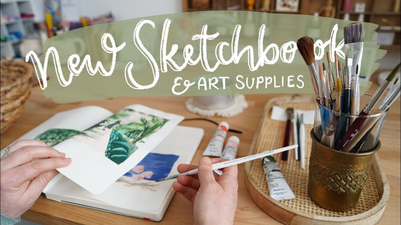 starting a new sketchbook 🌱 tips + paint with me holbein acryla gouache ...
