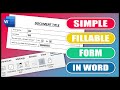 Simple FILLABLE FORM in Word | Easy Tutorial