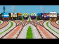 8 Trains Running &amp; Forward on Risky Curved Railroad Tracks | Rail Crossing Gameplay | trainsimulator
