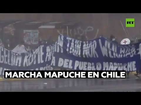 Choques entre la Policía y activistas mapuche durante una marcha en Santiago de Chile