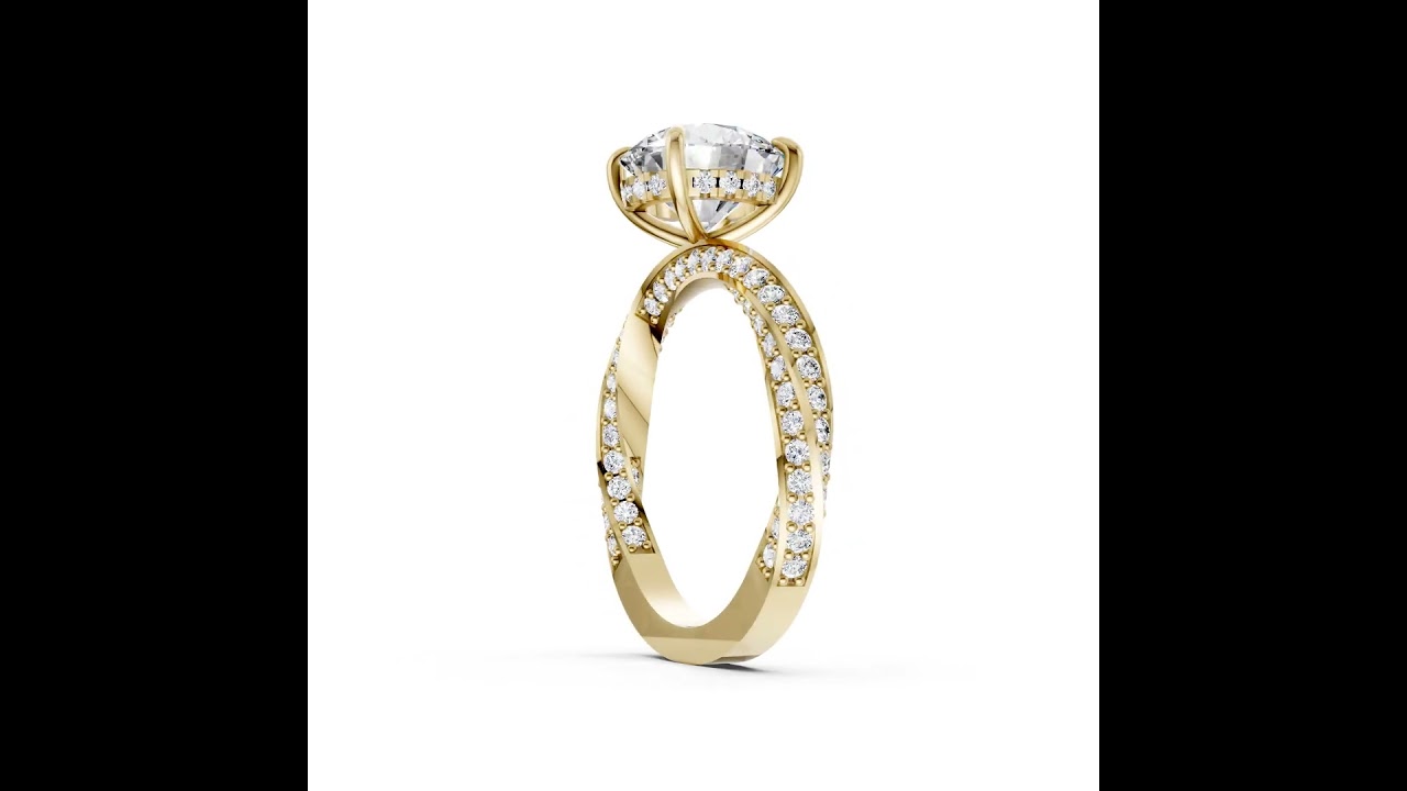 Hidden Halo Round Cut With Double Row Twisted Ring