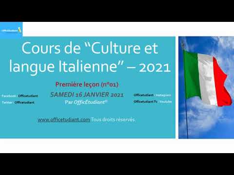 Cours de &rsquo;&rsquo;Culture et langue italienne&rsquo;&rsquo; (N°01)