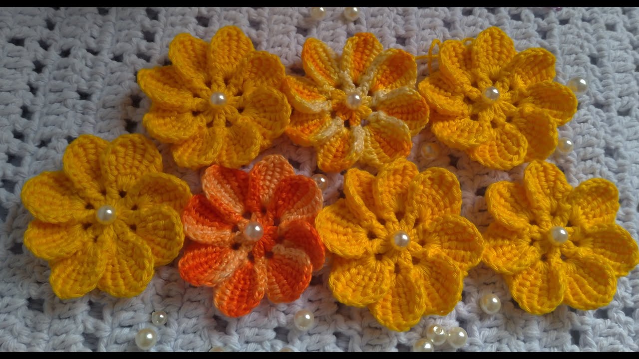 Flor do campo em crochê (tunisiano)  Adriele crochês