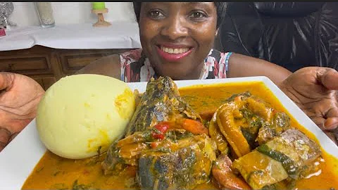 ASMR MACKEREL FISH + OGBONO SOUP WITH FUFU MUKBANG BANG #africanfood #mukbang #eatingshow