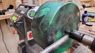 Black and Green Resin on Live Edge Walnut Bowl