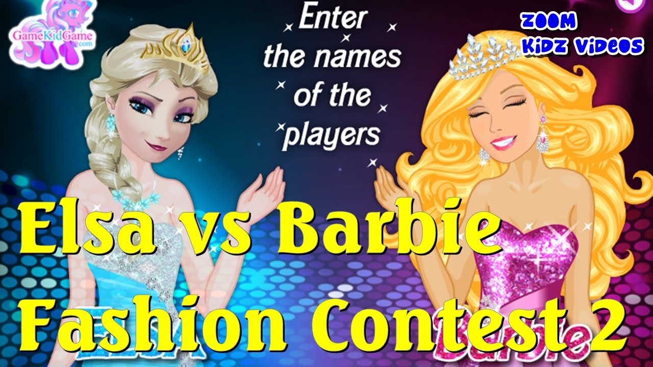 Elsa vs Barbie Fashion Contest Disney Princess Elsa and