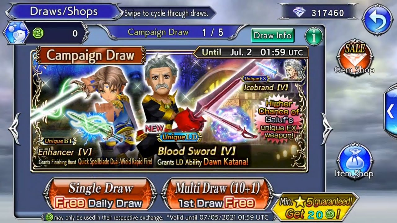 Pulls for Galuf LD & Bartz BT - Dissidia Final Fantasy Opera Omnia