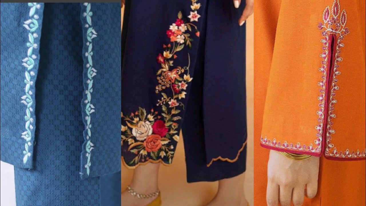 chouk design plain dress mix embroidery work💞💞💞💞💞@manoTrends - YouTube