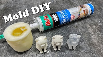 Zelfgemaakte volumetrische siliconen mal van kit en stijfsel