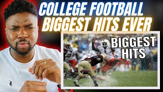 🇬🇧BRIT Reacts To THE BIGGEST HITS IN COLLEGE FOOTBALL HISTORY! *as a rugby fan, wow