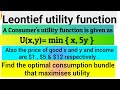 Utility maximization in case of leontief utility function