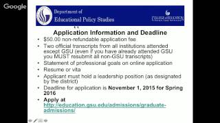 Georgia State University Educational Leadership Information Session Fall 2015