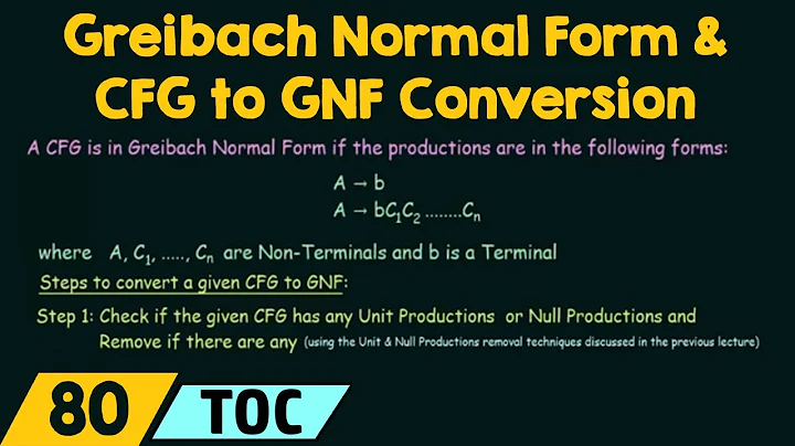 Greibach Normal Form & CFG to GNF Conversion