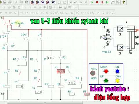 Video mạch điện khí nén 3 tầng // van điện từ 5-3 điều khiển... - youtube