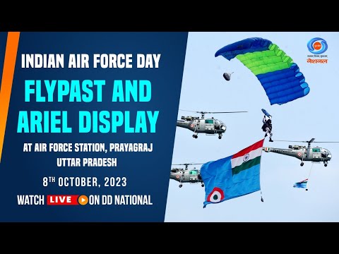 LIVE - Indian Air Force Day - Flypast and Aerial Display  : 08th October 2023