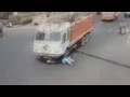 Dramatic crash: Trucks runs over woman on scooter