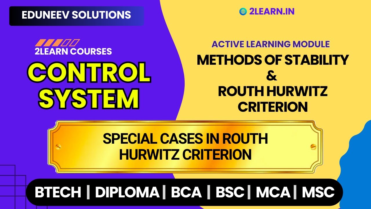 Methods of Stability & Routh Hurwitz Criterion | Special Cases in Routh ...