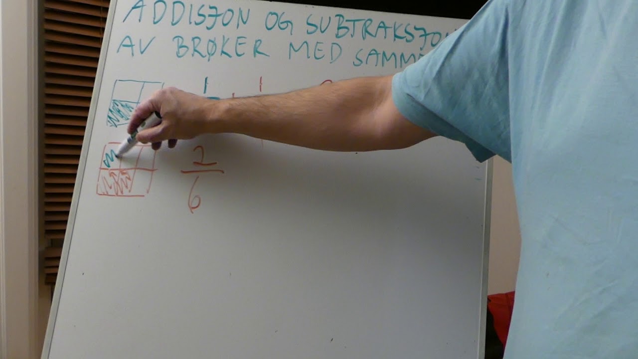 Addisjon og subtraksjon av brøk med like nevnere - YouTube