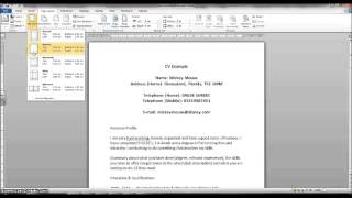 Cv Creation  Adjust Margins Using Ms Word