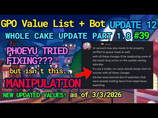 GPO VALUE LIST #39 PHOEYU FINALLY FIXED JUZO+IMPEL FARM AND